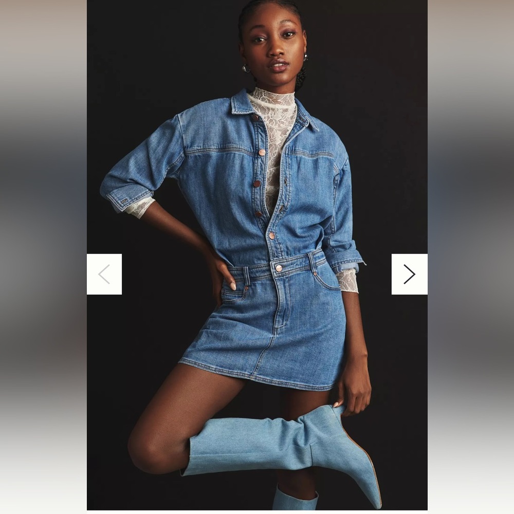 Pilcro Long Sleeve Denim Micro Mini Shirt Dress NWT